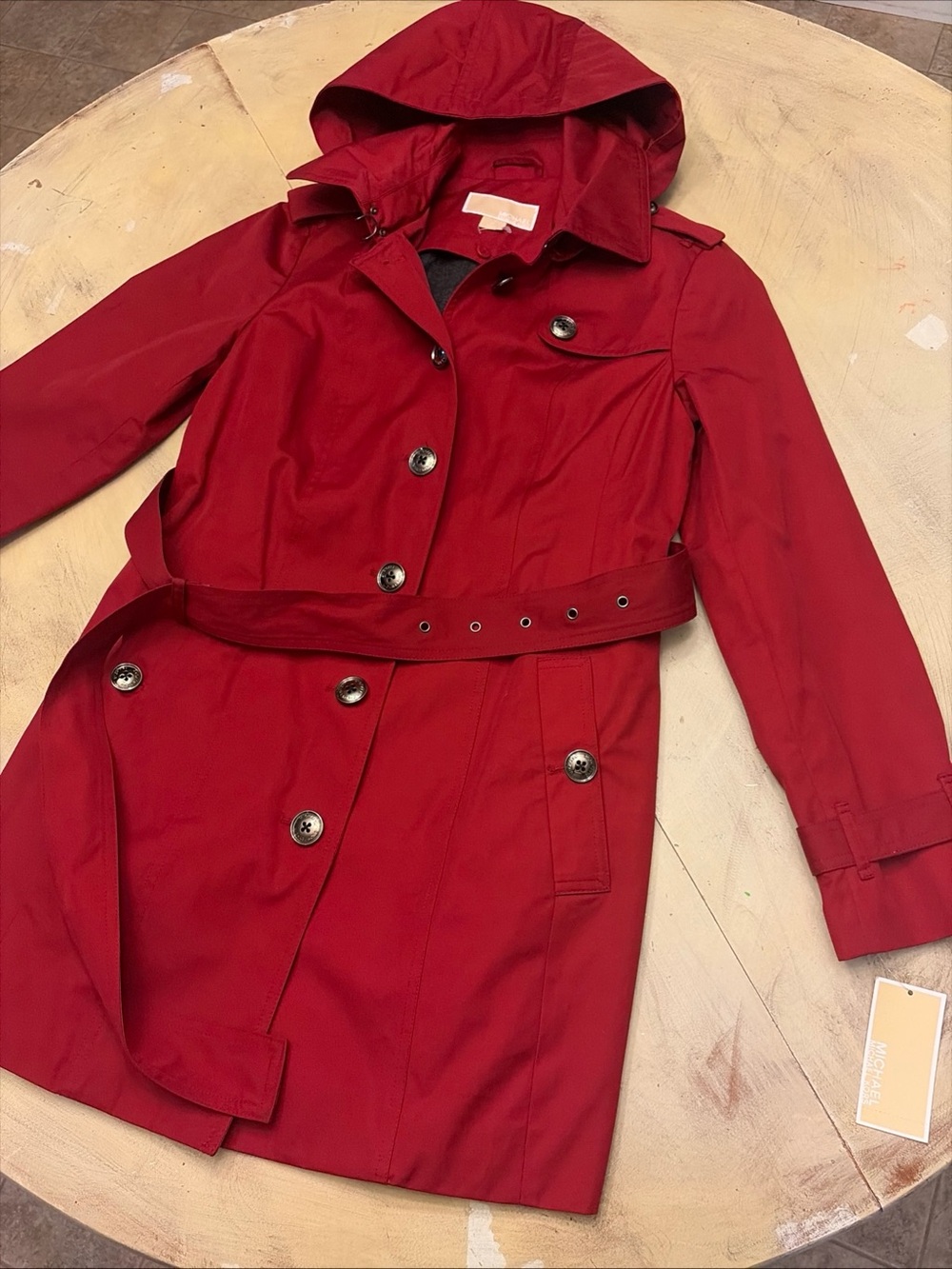 Michael Kors Women’s Red Trench Coat Size PS, With Tags But Missing Belt Buckle